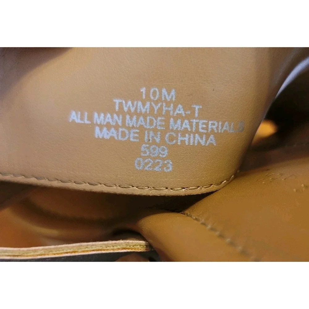 Tommy Hilfiger Sandals Womens 10 M Myha Strappy Brown Faux Leather Wedge Cork